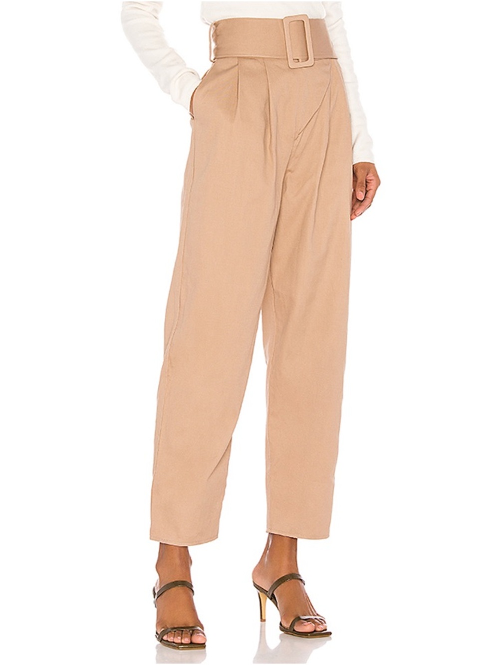 Fleur du Mal Belted Twill Trouser in Neutral and Safari Sz 0